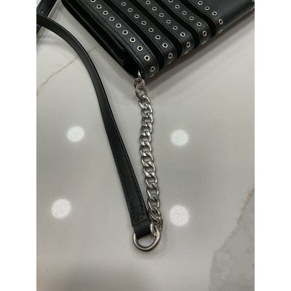 MICHAEL KORS Black Suede & Leather Brooklyn Grommet Crossbody Bag - Picture 7 of 8